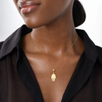 14K Large Solid Hamsa Pendant - Model Shot