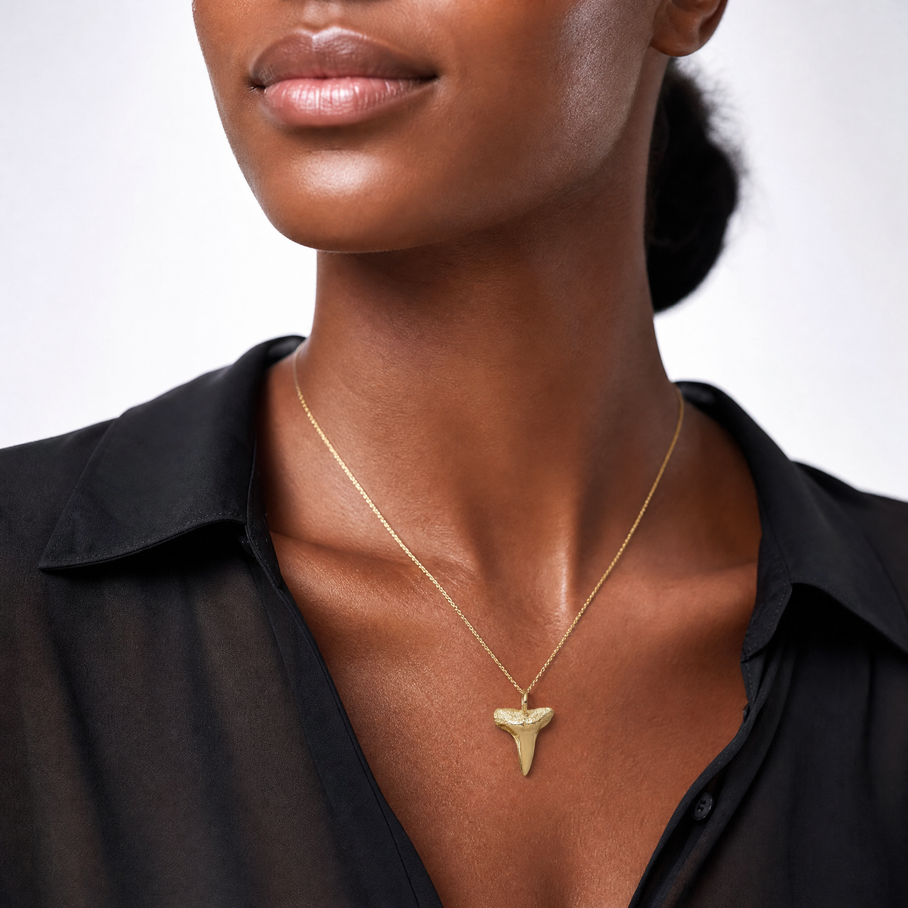14K Shark Tooth Pendant - Model Shot