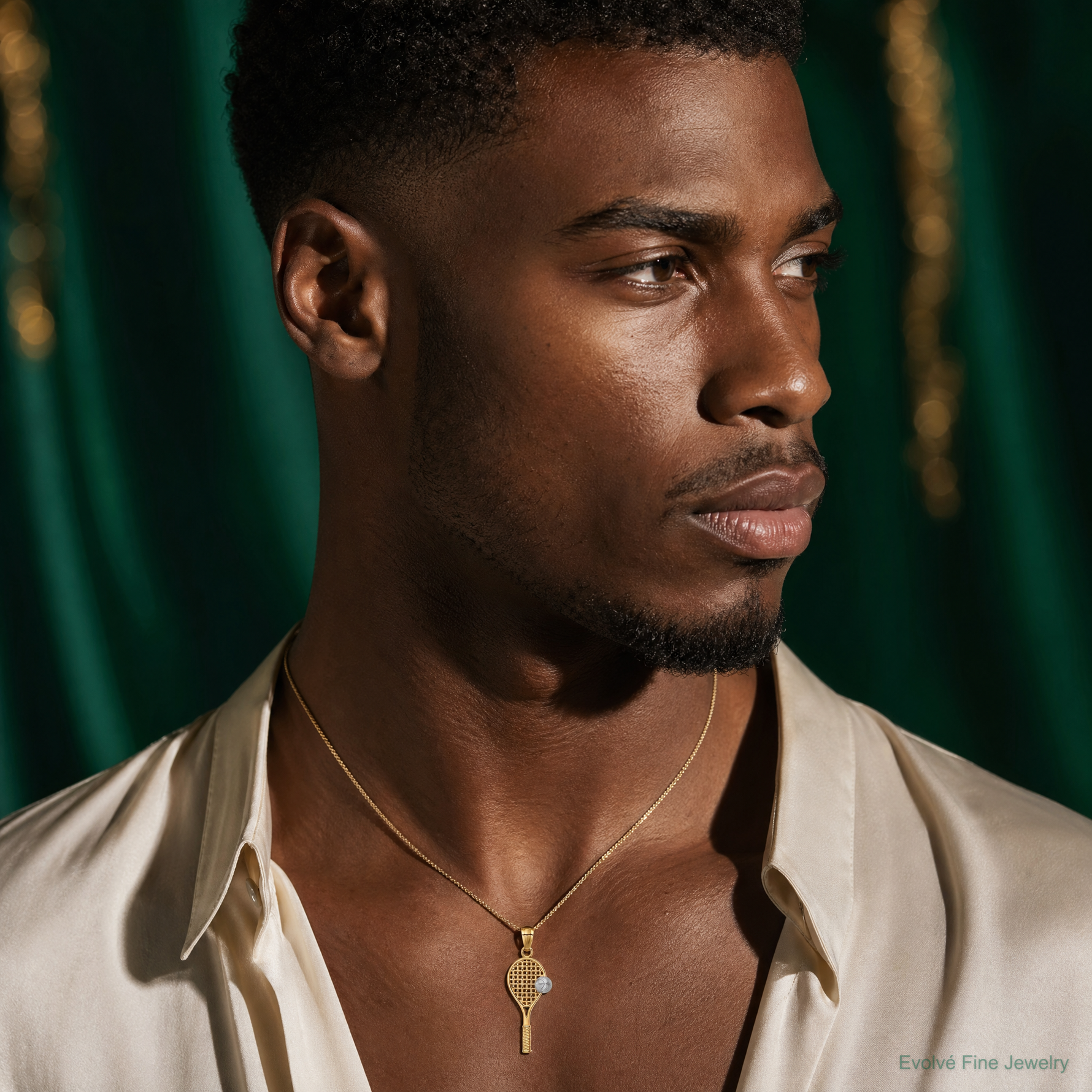 14K w/White Rhodium Tennis Pendant - Model Shot
