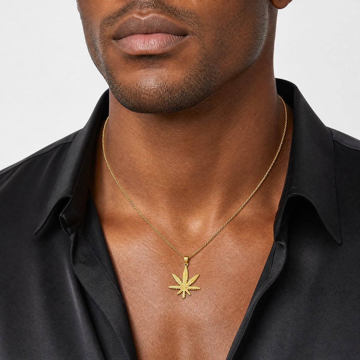 14K Leaf Pendant - Model Shot