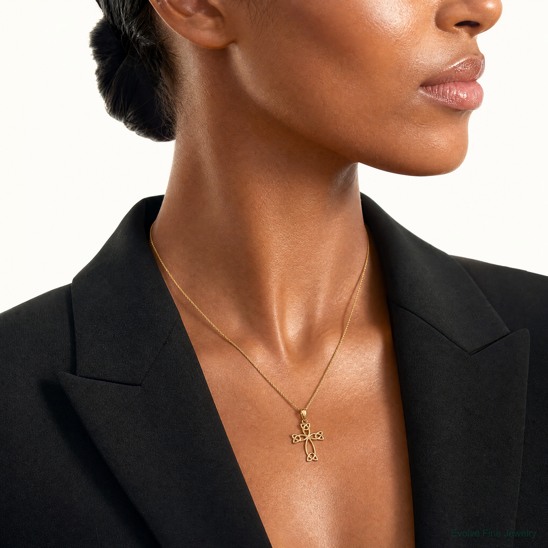 14K Celtic Knot Cross - Model Shot