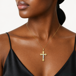 14K Two-Tone Florentine Crucifix - Model Shot