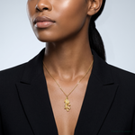 14k Satin Diamond-cut Leo Zodiac Charm - Model Shot