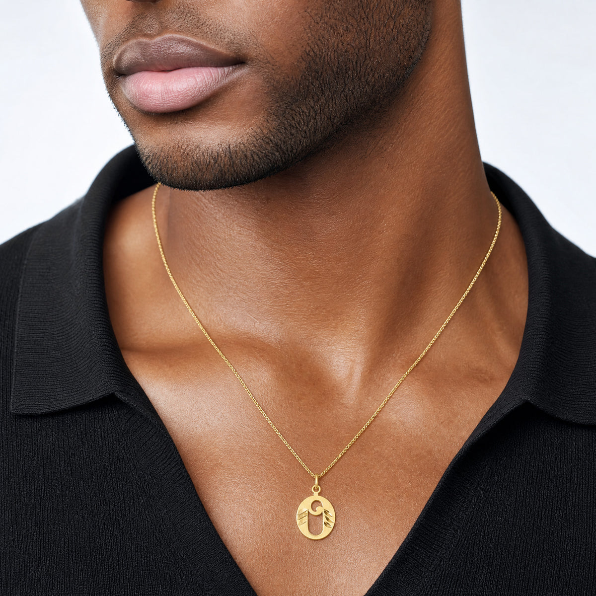 14K Diamond-cut Letter O Initial Charm - Model Shot