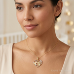 14k and White Rhodium D/C Mother and Child Hands in Heart Pendant - Model Shot