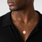 14k and White Rhodium Polished and D/C 4-Leaf Clover Pendant - Model Shot