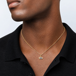 14K Polished CZ and Enamel Evil Eye Pendant - Model Shot