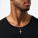 14K Two-tone Polished Infinity Cross Pendant - Model Shot