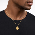 14K Satin Jesus Medal Pendant - Model Shot