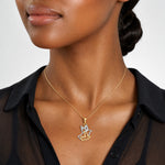 14K with White Rhodium D/C Doves Pendant - Model Shot