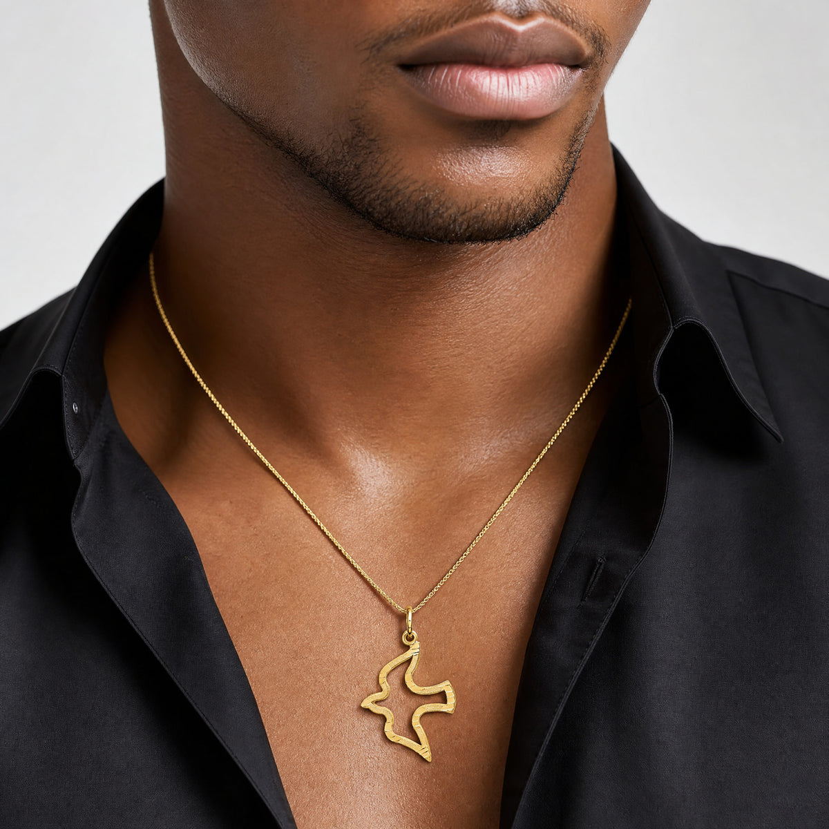 14K Satin and Diamond-Cut Dove Charm - Model Shot