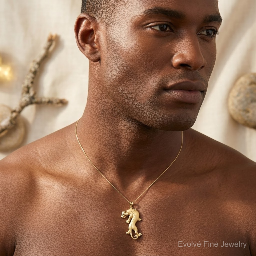 14k Panther Pendant - Model Shot