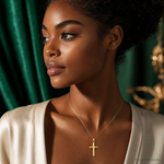 14k Polished Cross Pendant - Model Shot