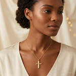 14k Polished Latin Cross Pendant - Model Shot