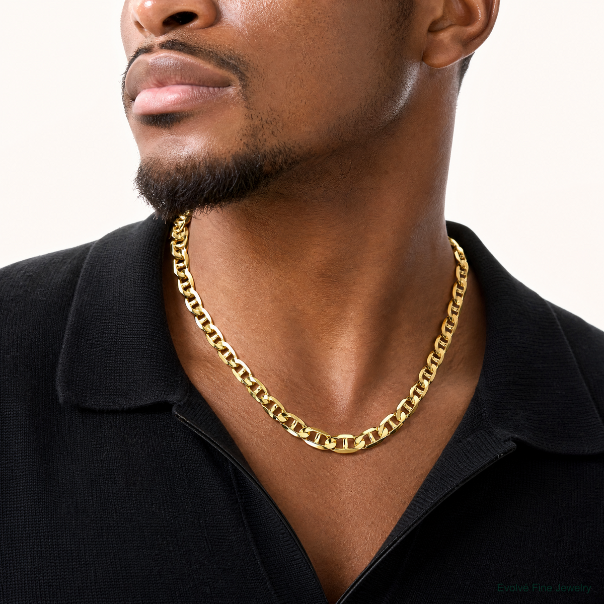 14k 8mm Concave Anchor Chain - Model Shot