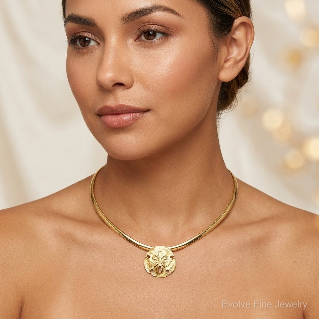 14k Polished Fits up to 8mm on Both Small Sand Dollar Slide - Model Shot