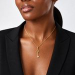 14K Polished 3-D Hearts Key Charm - Model Shot