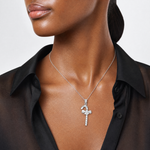 14K White Gold Solid Polished Candy Cane Pendant - Model Shot