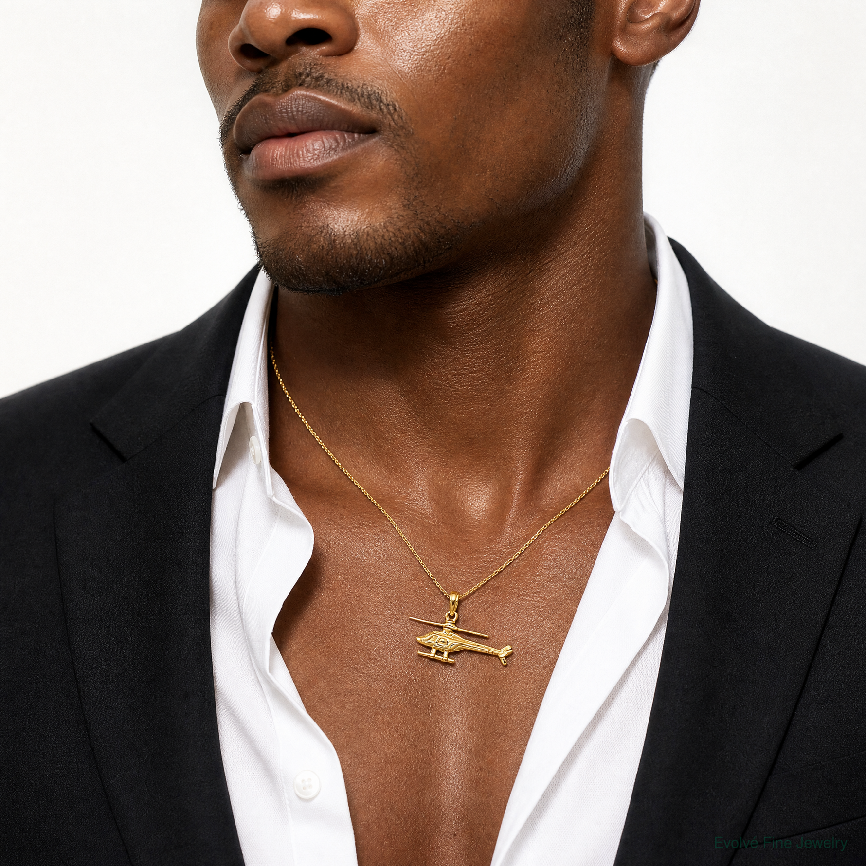 14k 3-D Moveable Helicopter Pendant - Model Shot
