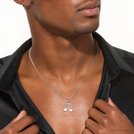 14K White Gold Polished Musical Notes Charm - Model Shot