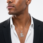 14KW White Gold Solid Polished Script Filigree Letter L Initial Pendant - Model Shot