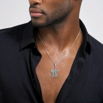 14KW White Gold Solid Polished Script Filigree Letter W Initial Pendant - Model Shot