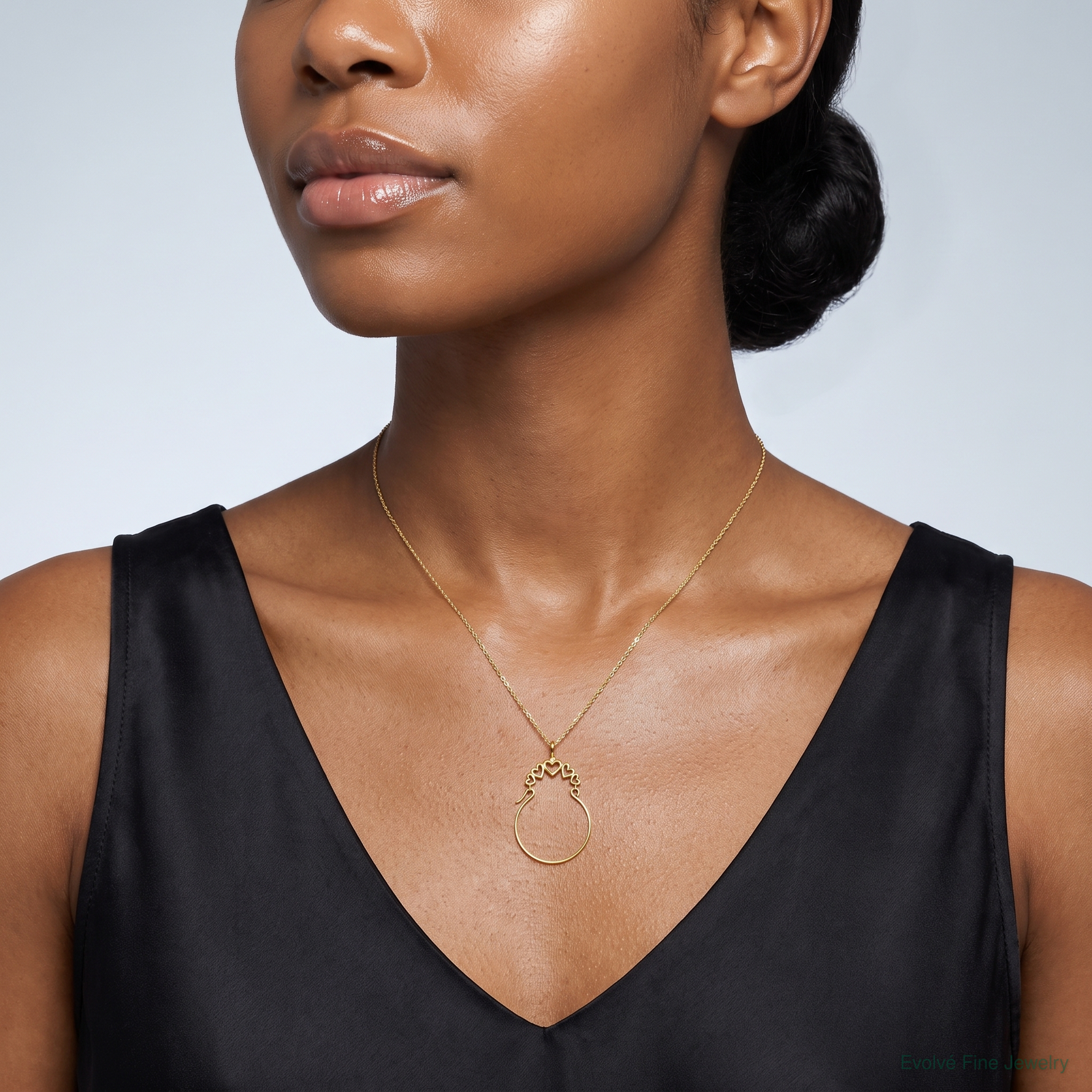 14k Polished 5-Heart Charm Holder - Model Shot