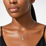14K White Gold Solid Polished 3-D Anchor Pendant - Model Shot