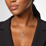 14k White Gold Polished Cross Pendant - Model Shot
