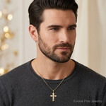 14k Two-tone Fleur De Lis Cross Pendant - Model Shot