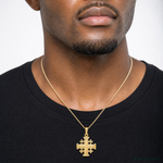 14k Jerusalem Cross Pendant - Model Shot