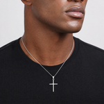 14k White Gold Polished Cross Pendant - Model Shot