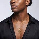 14k Polished Cross Pendant - Model Shot
