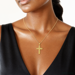 14k Polished Crucifix Pendant - Model Shot
