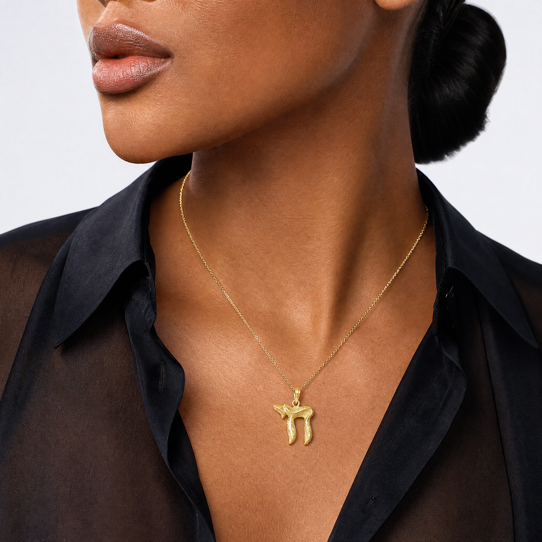 14k Chai Pendant - Model Shot