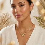 14k Polished and Beaded Butterfly Slide Charm - Model Shot