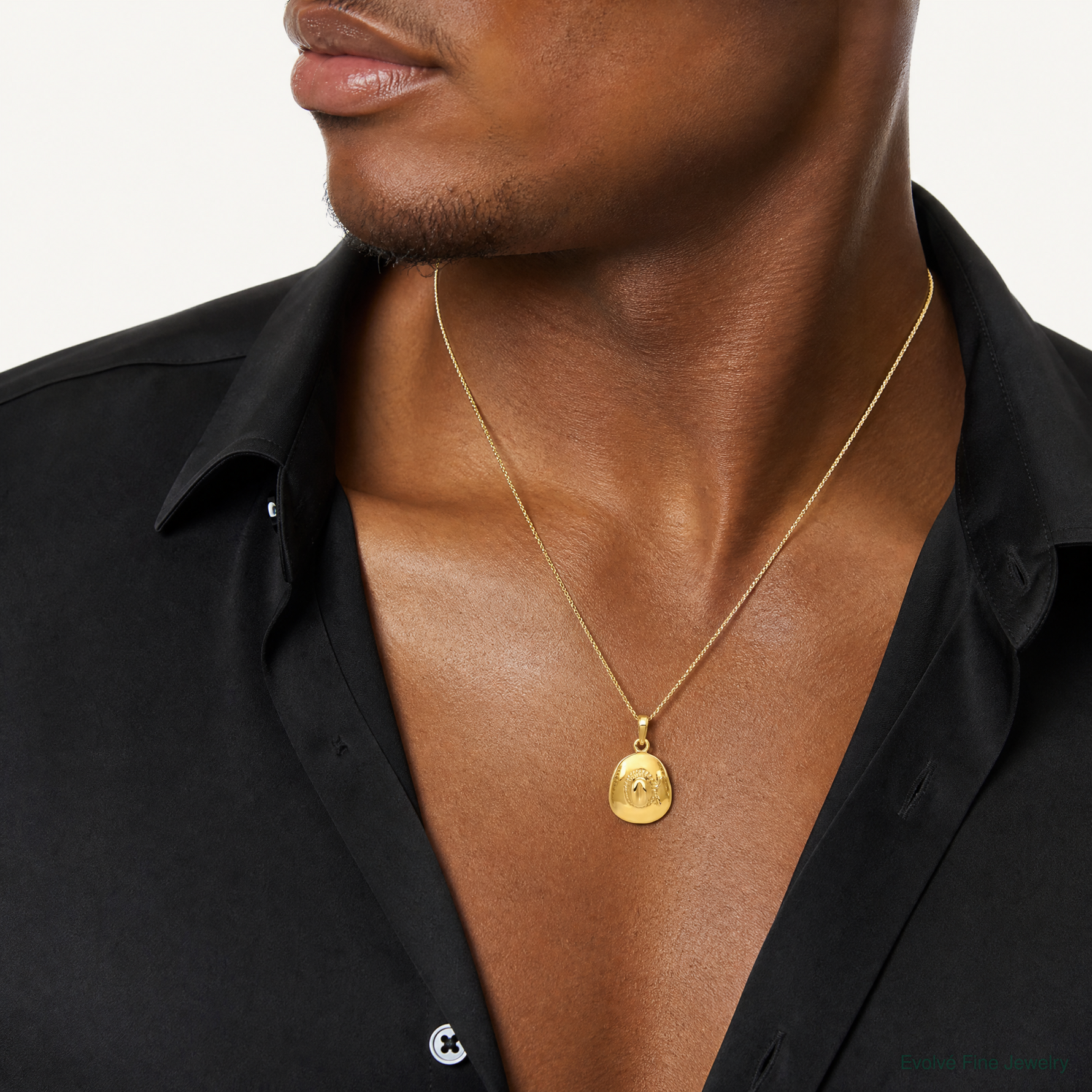 14k 3-D Cowboy Hat Pendant - Model Shot