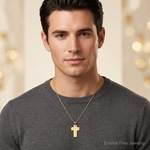 14k Polished Cross Charm - Model Shot