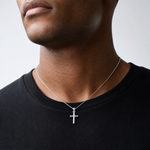14k White Gold Hollow Cross Pendant - Model Shot