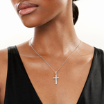 14k White Gold Cross Pendant - Model Shot