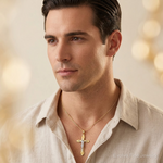 14k Two-tone Crucifix Pendant - Model Shot