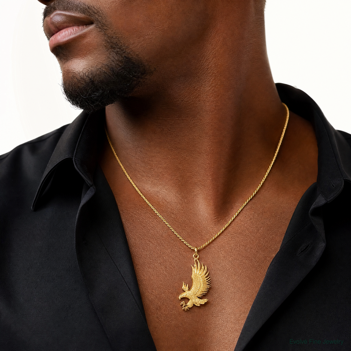 14k Bald Eagle Charm - Model Shot