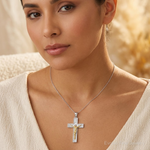 14k Two-tone Crucifix Pendant - Model Shot
