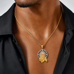 14K Tri-color Diamond-cut Christ Charm - Model Shot