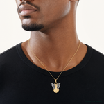 14k w/Rhodium Filigree Angel Pendant - Model Shot