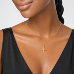 14k Praying Boy Cross Charm - Model Shot