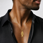 14k Ichthus Fish Pendant - Model Shot