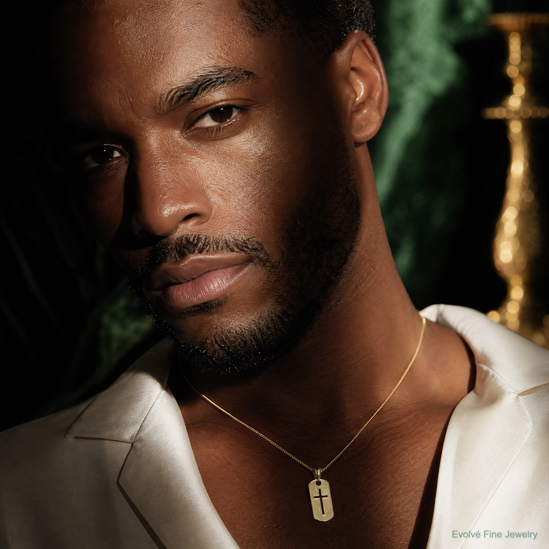 14k Polished Cross Cut-out Pendant - Model Shot