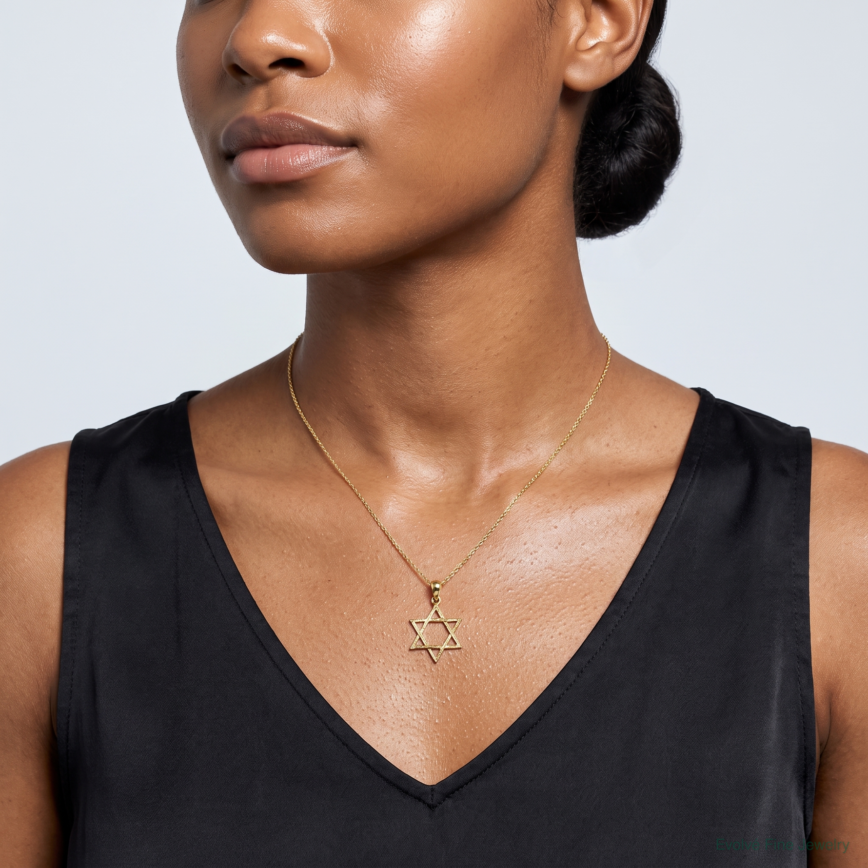 14k Star of David Pendant - Model Shot