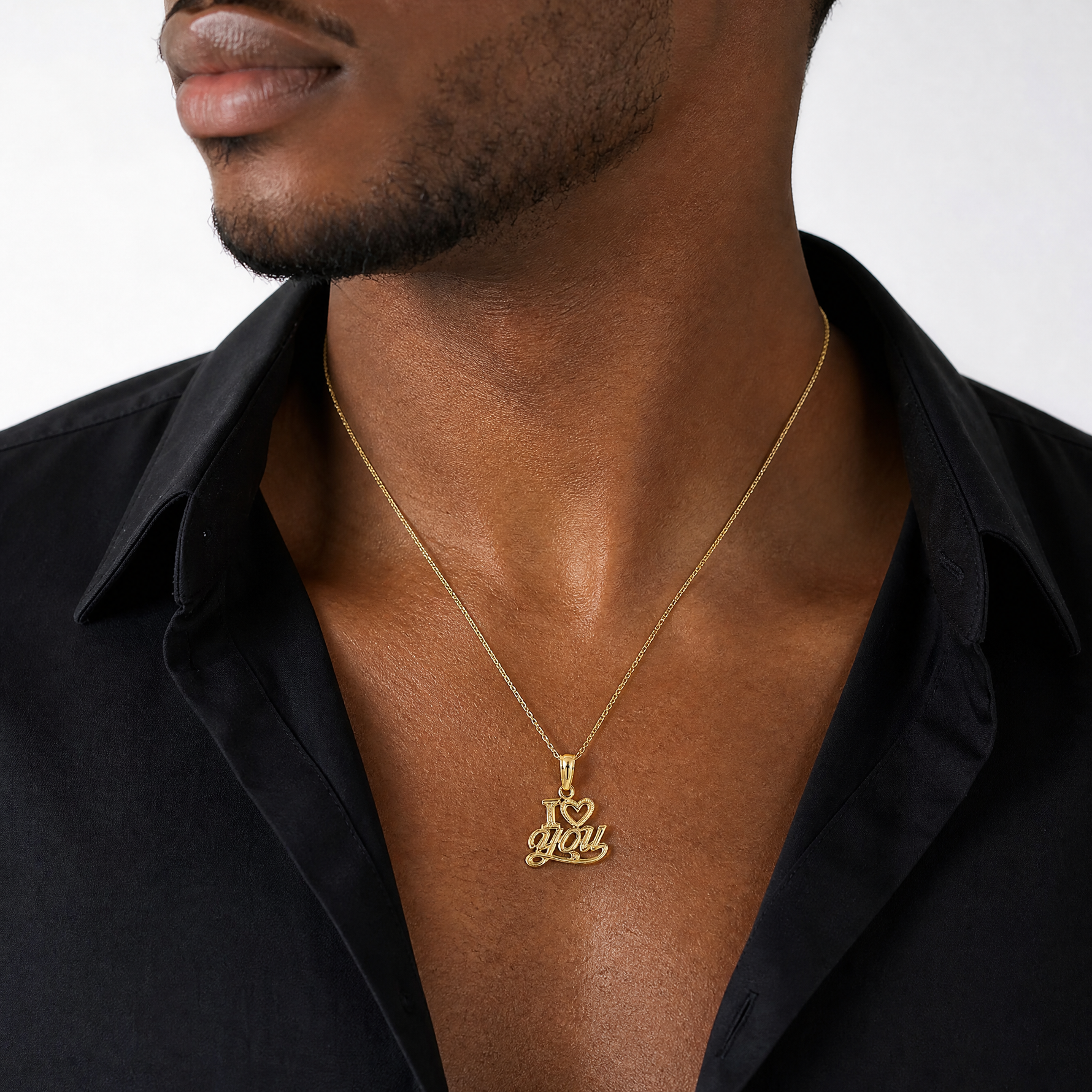 14K Polished and Textured I HEART YOU Charm - Model Shot